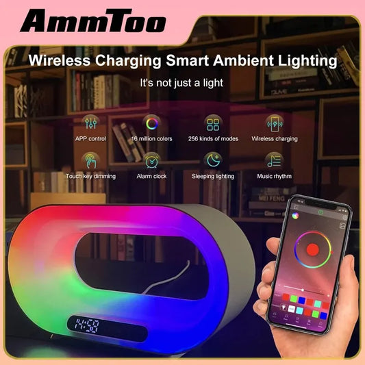 3 In 1 Intelligent LED Night Light Wireless Charger Alarm Clock