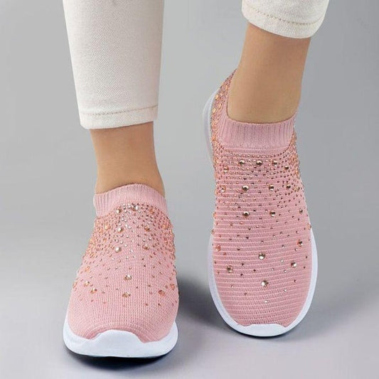 azfleek Slip-on Shoes Crystal Breathable Orthopedic Slip On Walking Shoes Pink / 5.5