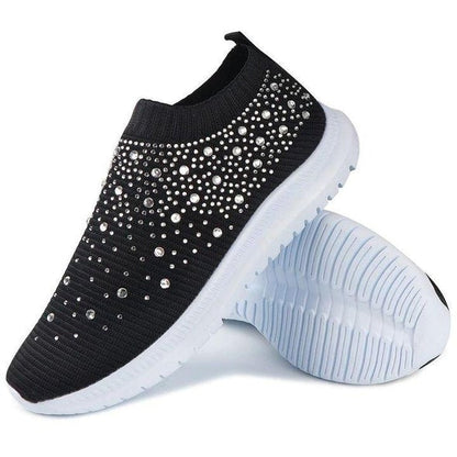 azfleek Slip-on Shoes Crystal Breathable Orthopedic Slip On Walking Shoes