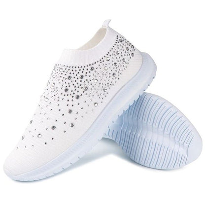 azfleek Slip-on Shoes Crystal Breathable Orthopedic Slip On Walking Shoes