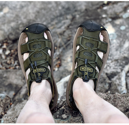 azfleek Sandals Genuine Leather Men Shoes Summer Fashion Slippers Sandals