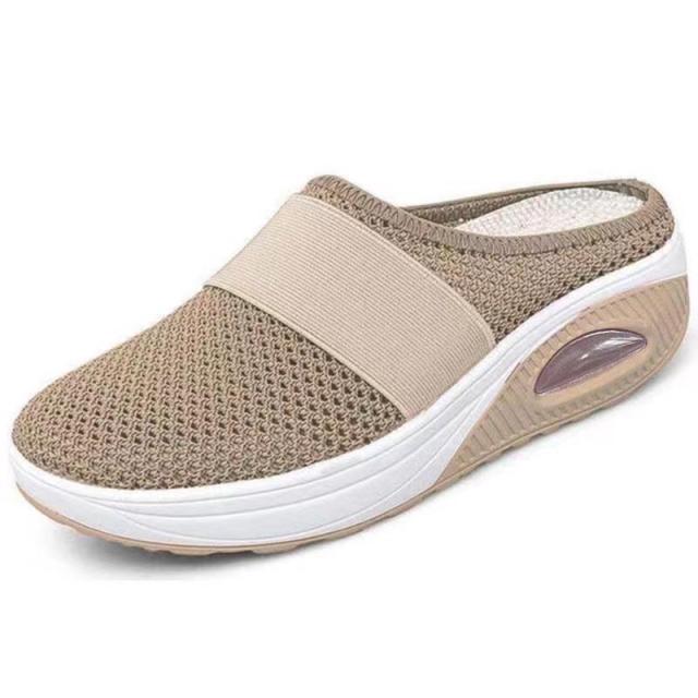 azfleek Slippers Air Cushion Slip-On Orthopedic Diabetic Walking Shoes Khaki / 5.5