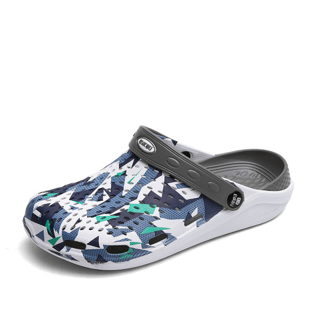 azfleek Sandals Fashion Breathable Men Clogs Slippers Soft Bottom Beach Sandals Dark Gray / 9