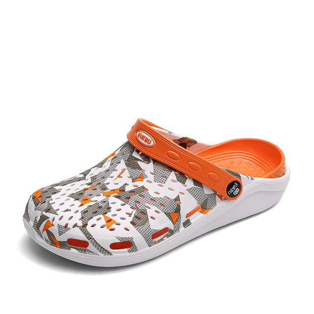 azfleek Sandals Fashion Breathable Men Clogs Slippers Soft Bottom Beach Sandals Orange / 8.5